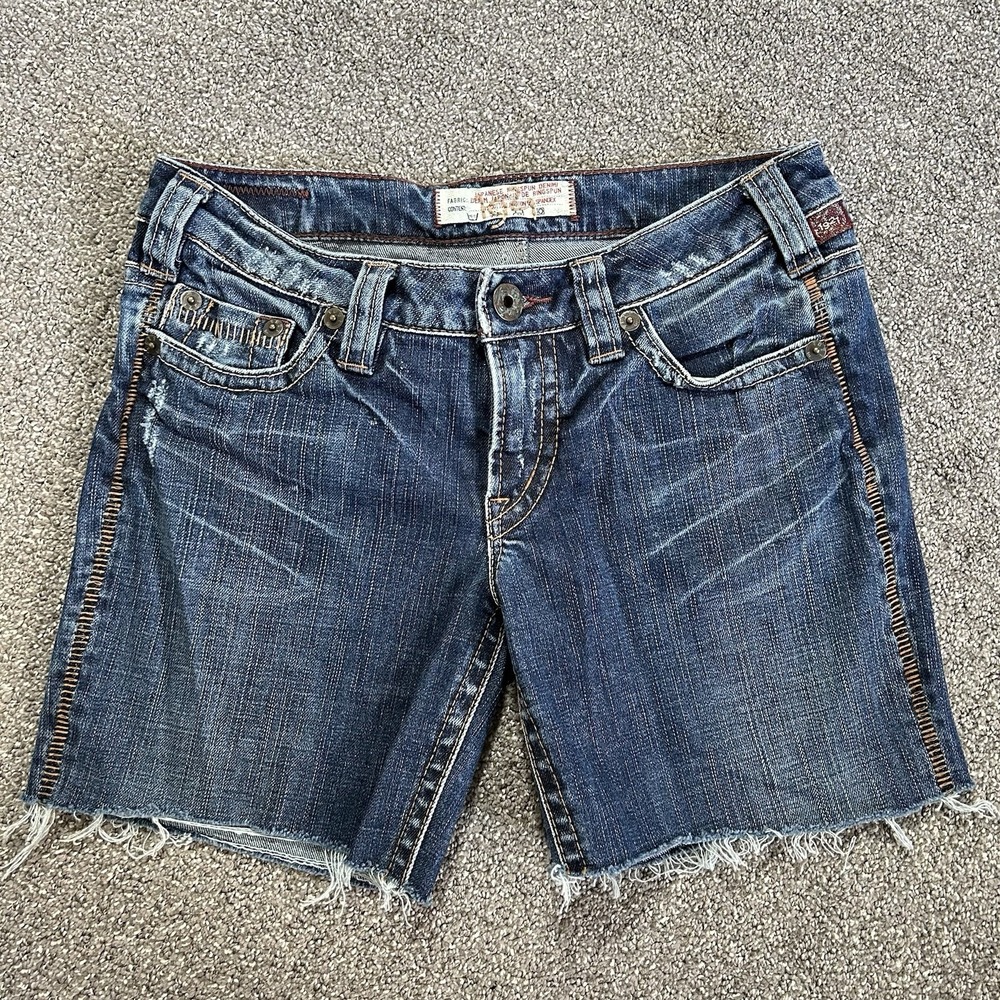 1921 Flap Pocket Lo-Rise Jean Shorts -Women's 30- Y2K 90s Japanese Stretch Denim